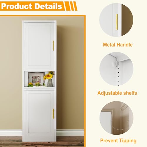 Tall Narrow Storage Cabinet 66.93" H Tall Bathroom Cabinet Metal Pantry Cabinets
