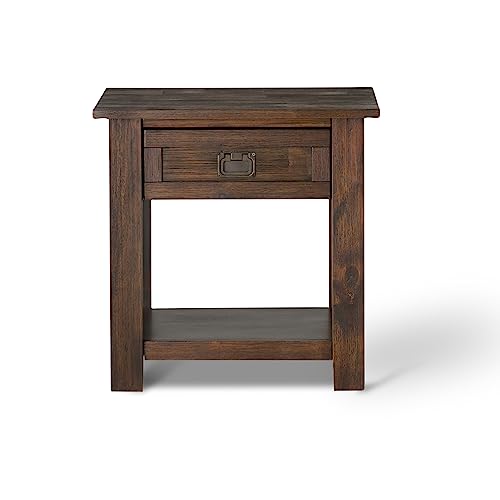Monroe 22" Wide Solid Wood End Table in Charcoal Brown