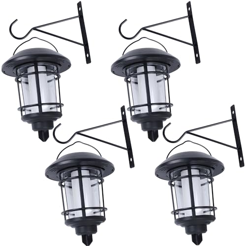 Solar Purple Flame Wall Lanterns (4 Count)