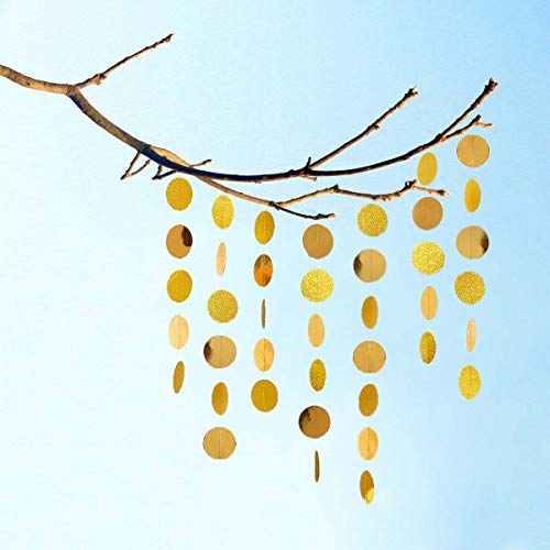 6 Pcs Glitter Gold Paper Circle Dots Garland (6 Count)
