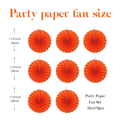 Orange Birthday Decorations DIY Orange Paper Fans Hanging Decoration 12in (30 Count)