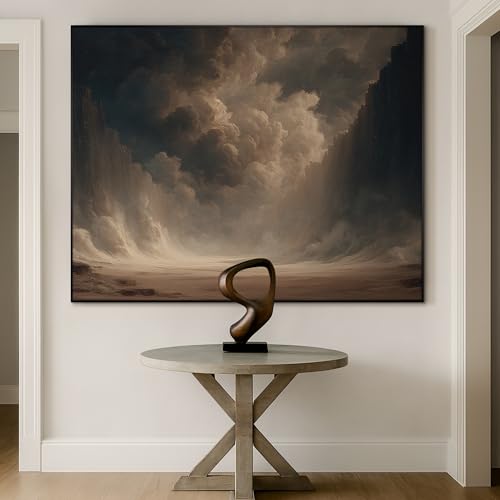36"x46" Extra Large Framed Wall Art Dramatic Canyon Storm Cloudscape Illustration for Home Living Room Bedroom Decor