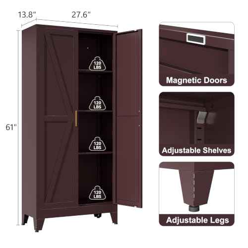 61" Tall Farmhouse Metal Pantry Cabinet