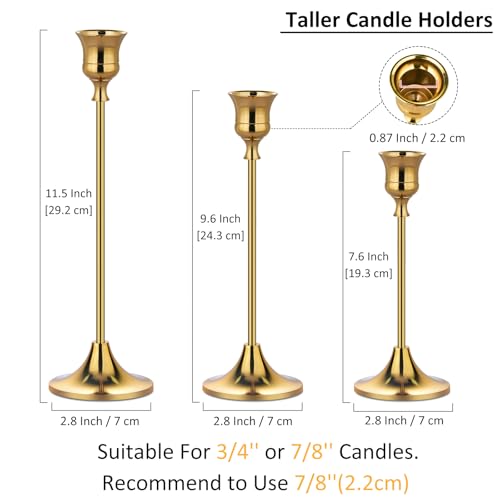 Metal Candle Holders for Candlesticks Taper Candlestick Holders Set Vintage Decorative Centerpiece Candelabra Tall Candle Stands (3 Count)