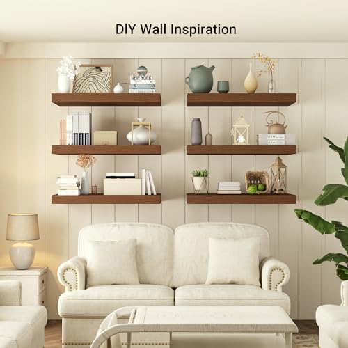 48 x 12 Deep Floating Shelves Wall Mounted Set of 1 Walnut