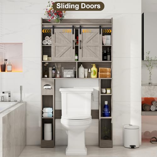 Over The Toilet Cabinet with Sliding Doors