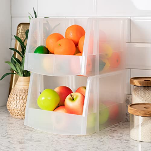 4-Pack, X Large Plastic Stackable Storage Bin Organizer, Clear (4 Count)