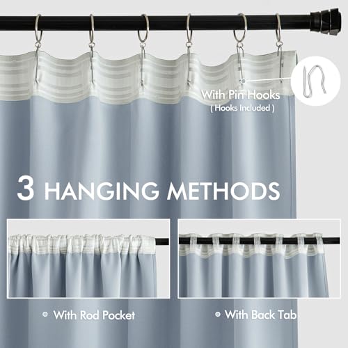 Light Blue Back Tab Blackout Curtains 52x84 Inch Length 2 Panels Set (2 Count)