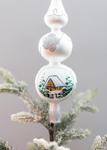 Christmas Blown Glass Tree Topper Mouth Blown Christmas Finials Tree Topper Elegant Hand Decorated Made in Poland