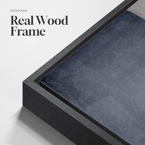 Extra Large Framed Blue Abstract Wall Art for Living Room