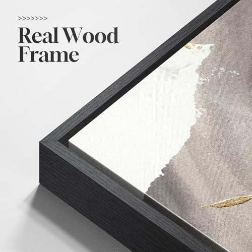 Framed Modern Black and White Abstract Canvas Wall Art Decor