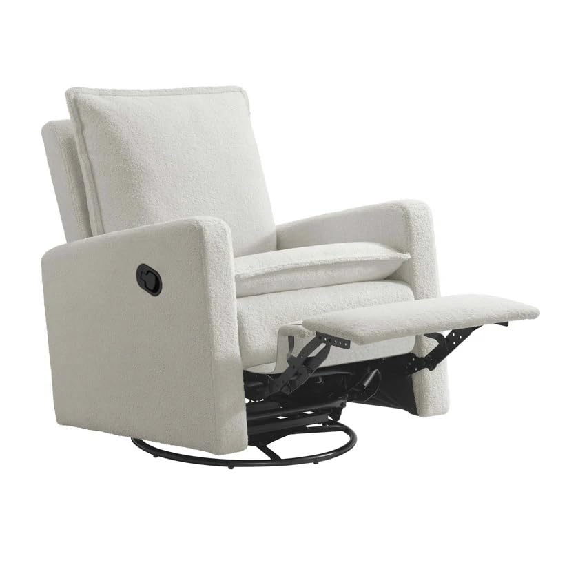 Uptown Upholstered Glider Recliner Rocking Chair 360° Swivel for Nursery and Living Room