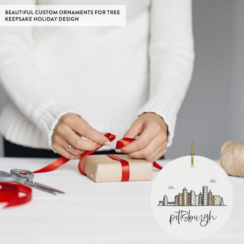 Round Ceramic Porcelain Christmas Tree Ornament Keepsake Gift
