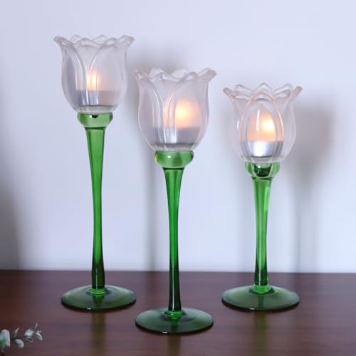 Frosted White Flower Candle Holder Set of 3 (3 Count)