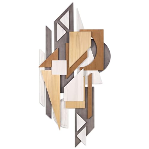 Moonlit Mist I" Handmade Dimensional Solid Paulownia Wood Abstracts Wall Art (11 Count)