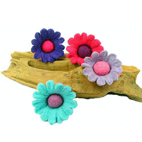 Hand Felted Colorful Flower Fairies (4 Count)