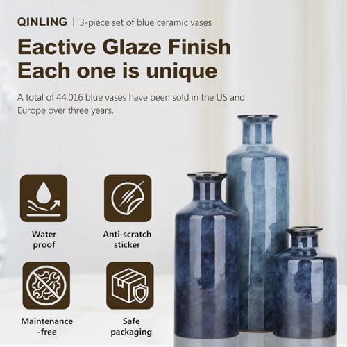 Blue Ceramic Vase Set (3 Count)