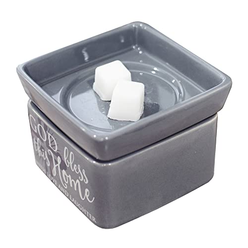 God Bless This Home Love Grey Stoneware Electric 2