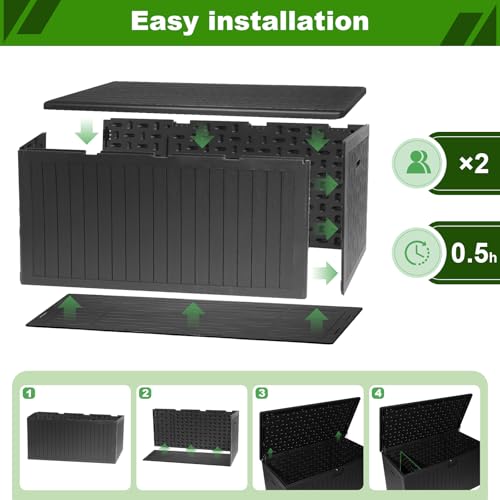 320 Gallon Deck Box with 6 Waterproof Foot Pads