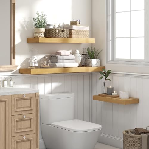 Floating Shelves 55.1" W x 10.3" D Oak Set of 1