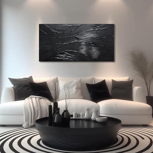 Abstract Painting Wall Art For Living Room Black Painting Wall Decor For Bedroom Modern Wall Art For Bathroom Size 20 x 40 Inch