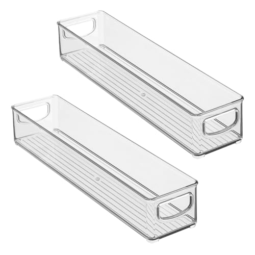 Slim Clear Plastic Storage Bin (2 Count)