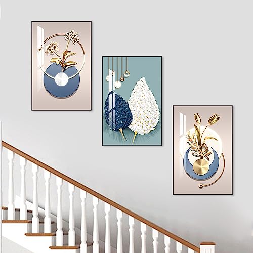 Abstract Modern Minimalist Natural Framed Decorative Painting Bright style Wall Art Set of 3Wall Decor for Living Room (3 Count)