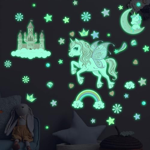 Glow in The Dark Stars Unicorn Wall Decals