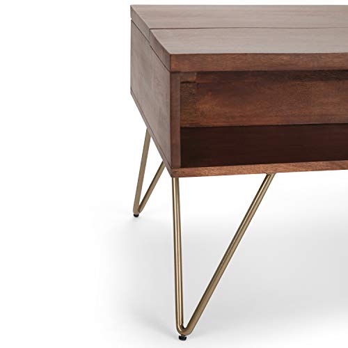 Hunter 48" Wide Solid Mango Wood Coffee Table in Umber Brown
