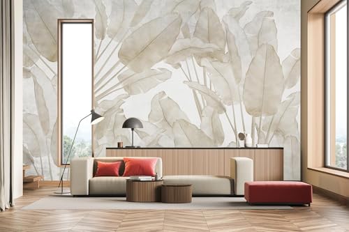 Banana Leaf Wallpaper Beige Tropical Botanical Palm Leave Wall Mural