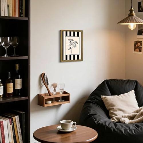 Black and White Floral Wall Art Framed Canvas Painting