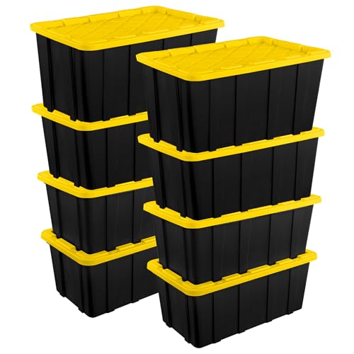 Industrial Storage Tote with Lids for Garage (8 Count)