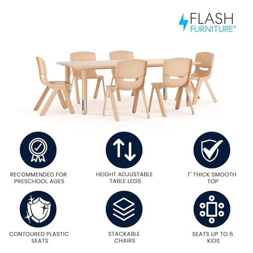 Kids 47.25x23.6 in Activity Table with 6 Chairs