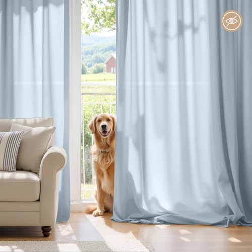 Light Blue Privacy Sheer Curtains 2 Panels 42W x 72L (2 Count)