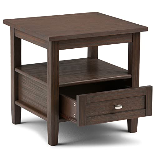 Warm Shaker 20" Wide Solid Wood End Table in Farmhouse Brown