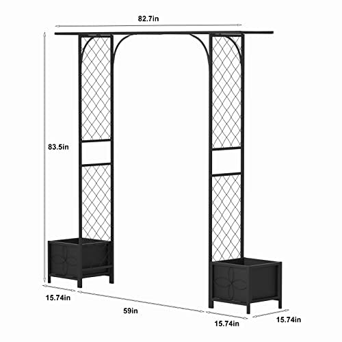 Metal Garden Arbor with Planters