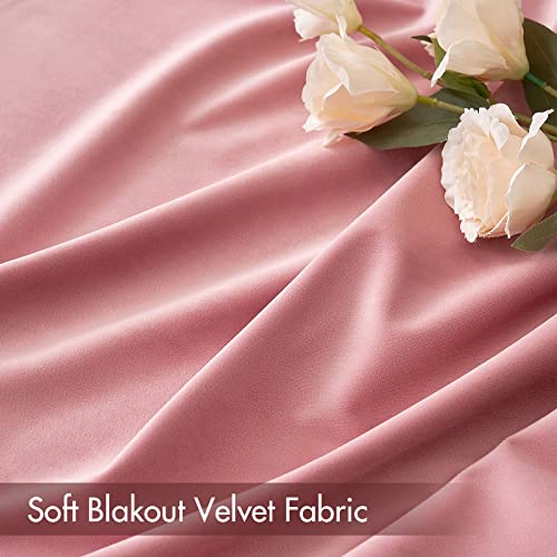 Pink Blackout Velvet Curtains Drapes 108 Inch Long 52"x108" Bedroom (2 Count)