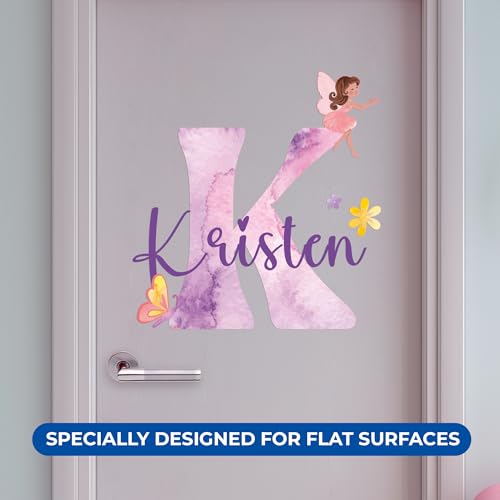 Custom Stickers Name & Initial for Fairy Decor I Fairy Pink Room Decor for Girl Bedroom Decor I Personalized Fairy Wall Decals for Little Girl Room Decor I Multiple Size Options