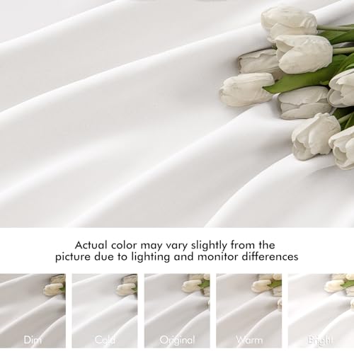 Pure White Back Tab Blackout Curtains 52x63 Inches Long 2 Panels Set (2 Count)