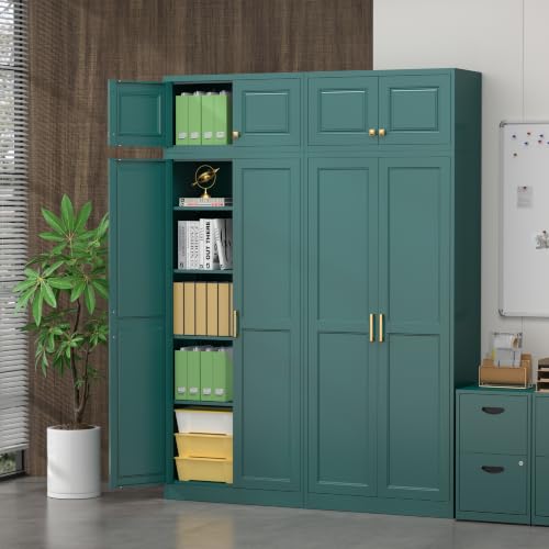 86"Metal Pantry Storage Cabinet with Doors & 4 Adjustable Shelves