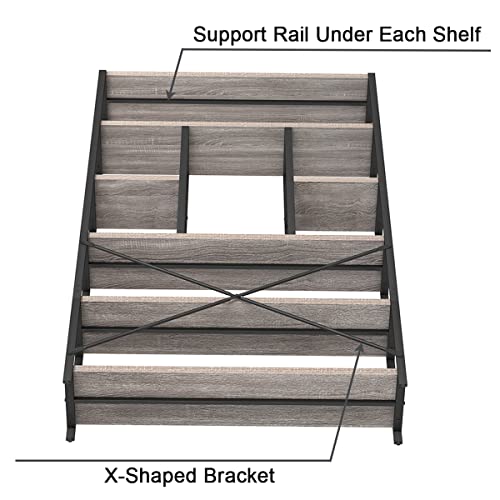6 Tier Industrial Bookshelf for Bedroom Living Room Office (6 Count)