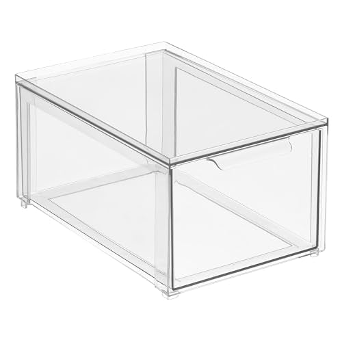 Plastic Stackable Bathroom Storage with Pull Out Bin Organizer Drawer for Cabinet (2 Count)