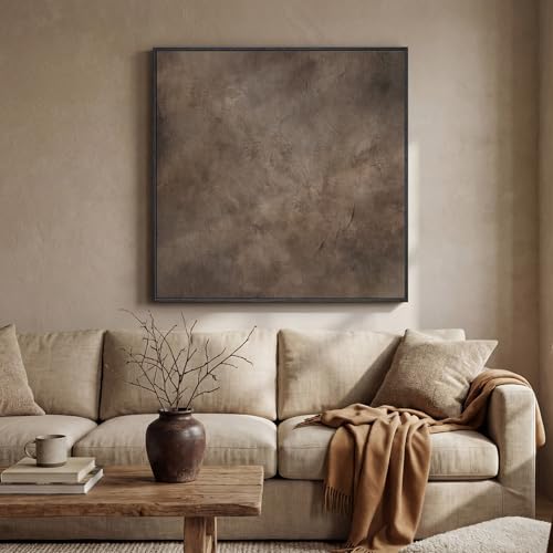Framed Neutral Brown Abstract Canvas Wall Art for Living Room