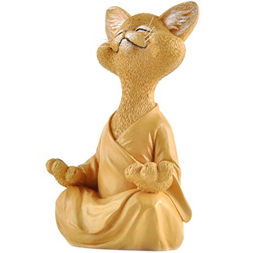 Meditating Happy Cat Statue