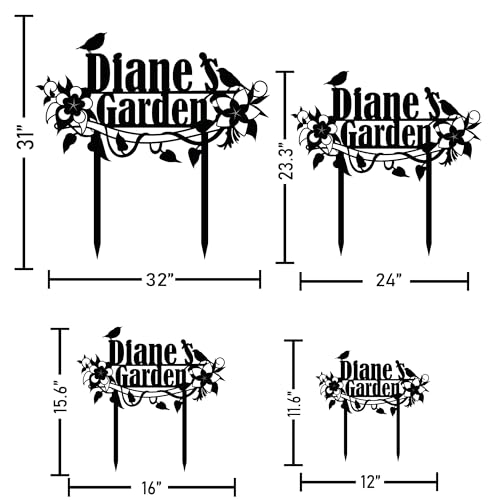 Personalized Flower and Bird Metal Garden Stake