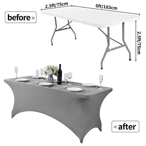 2Pack Spandex Table Cover for 6Ft or 4fT or 8ft Table Universal Fitted Stretch Tablecloth for Party (2 Count)