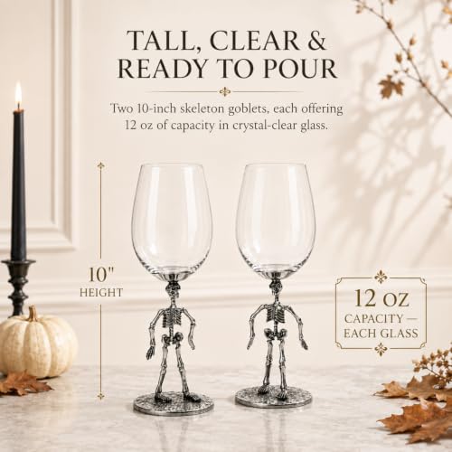 Spooky Gothic Goblets Skeleton Stemmed Wine Glasses (2 Count)