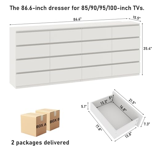 jiteentaro White Malm Dresser for Bedroom