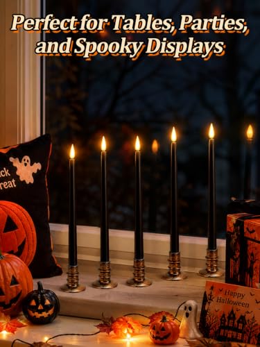 6 Pcs Halloween Black LED Flameless Candles with Remote (6 Count)