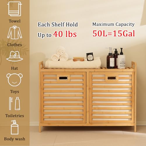 Double Laundry Hamper with Shelf